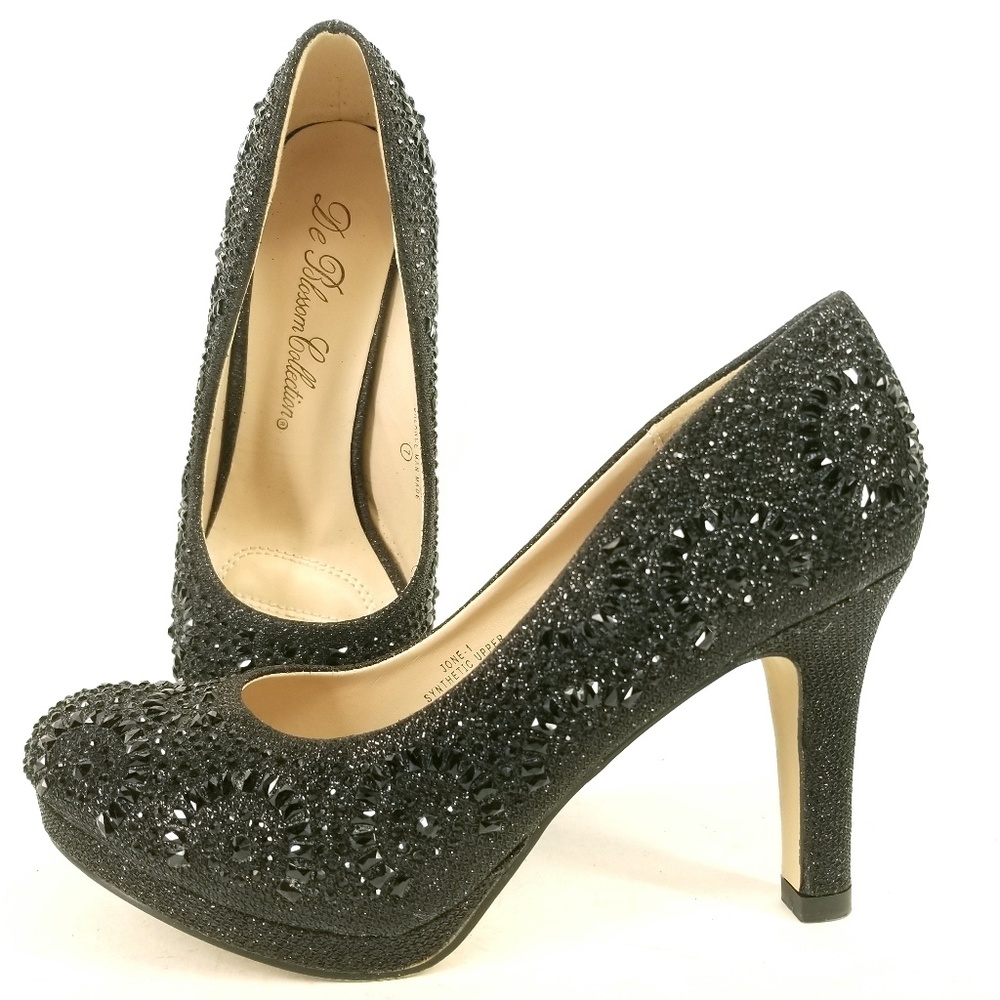 Jeweled Rhinestone Platform Pumps Heels 7 EJ17